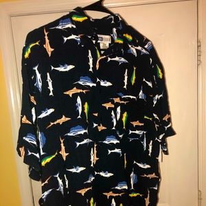 Quirky Fish Pattern Button-down Shirt